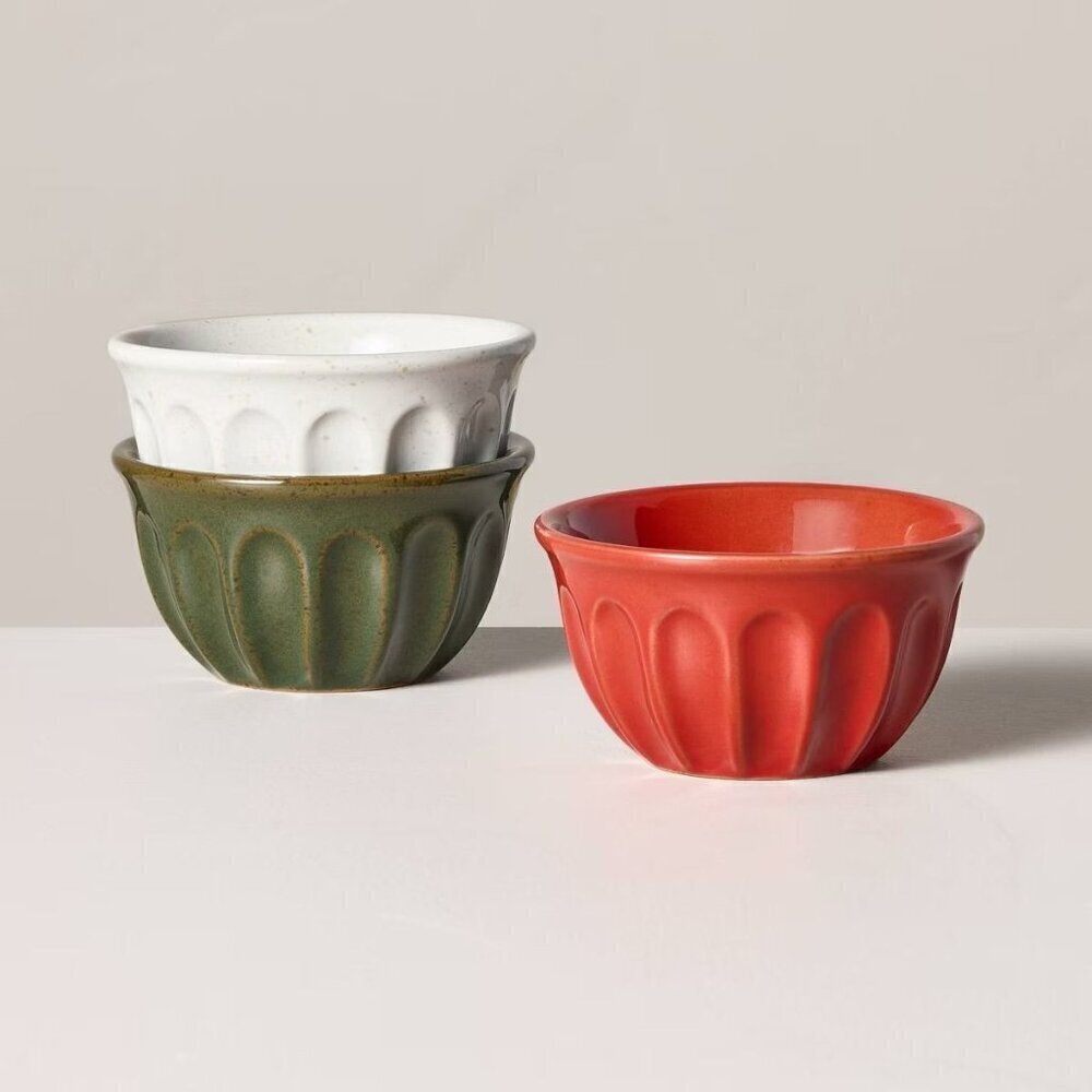 Hearth & Hand Magnolia Scallop Stoneware Mini Bowls (Set of 3) - Christmas 2024